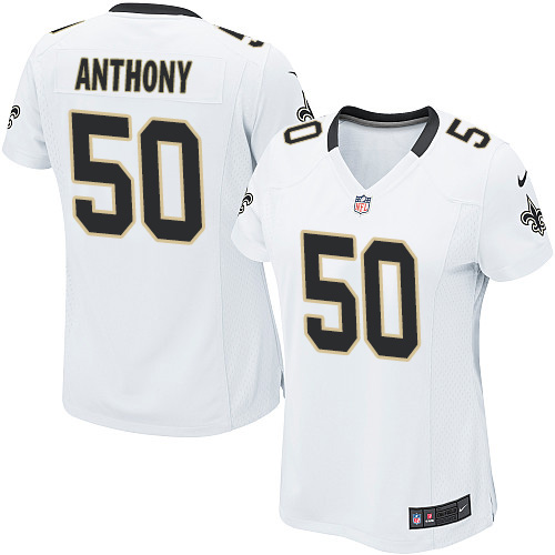 Women's Elite Stephone Anthony Nike Jersey White Road - #50 NFL New Orleans Saints